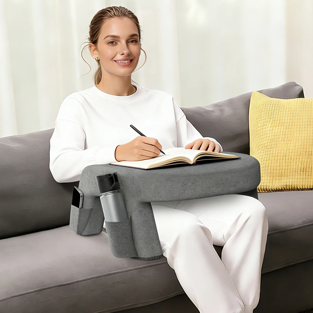 Multifunctional Laptop Bed Desk Bedroom Study Writing Table Sofa Reading Tray Cushion Working Pillow Arm Support Memory Foam