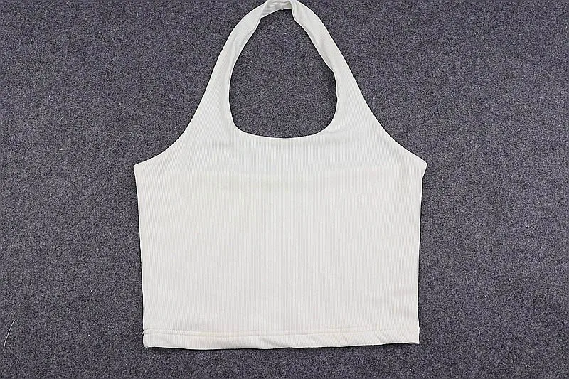 Weißes Neckholder-Tanktop, sexy, rückenfrei, für Damen, Streetwear, 2023, ärmellos, geripptes Strickweste-Top, abgeschnitten, feminino – Detail 15