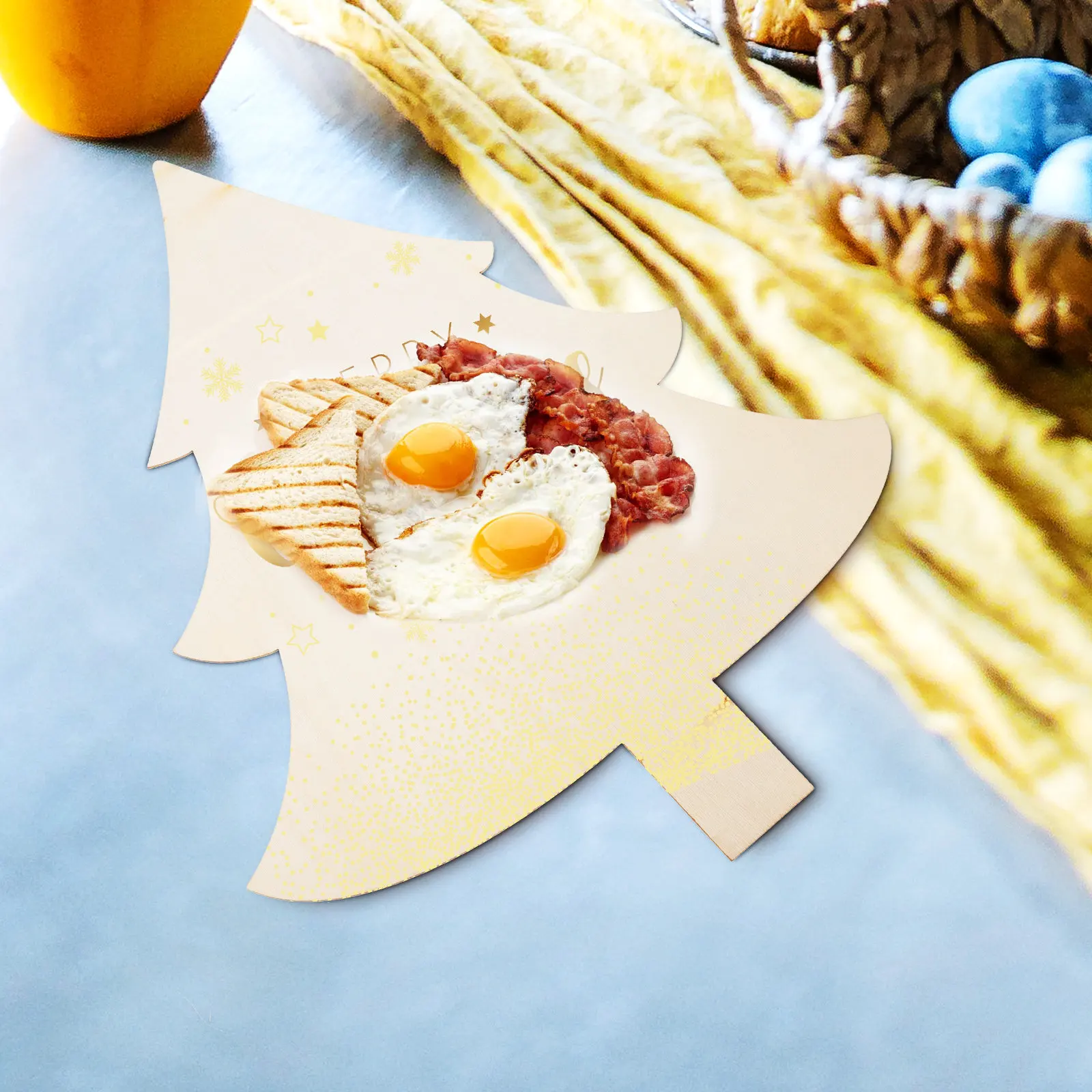 

6Pcs Christmas Tree Wooden Bread Board DIY Chopping Serving Tray Home Decoration DIY Wood Tray Chopping Board Breadboard