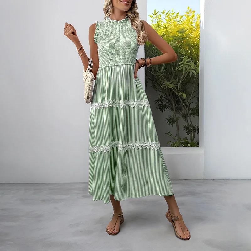 Female Dresses Outfits Women'S 2025 Floral Boho Dress Wrap O Neck Short Sleeve  Ruffle Splicing A Line Dress Ropa Para Mujer