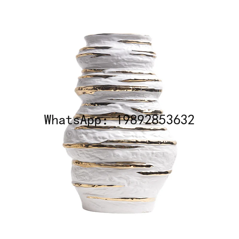 Ceramic Vase Stacked Stone Statues Flower Vase Irregular Folds Handmade Ceramic Pot Flower Vase Flower Arrangement Accessories
