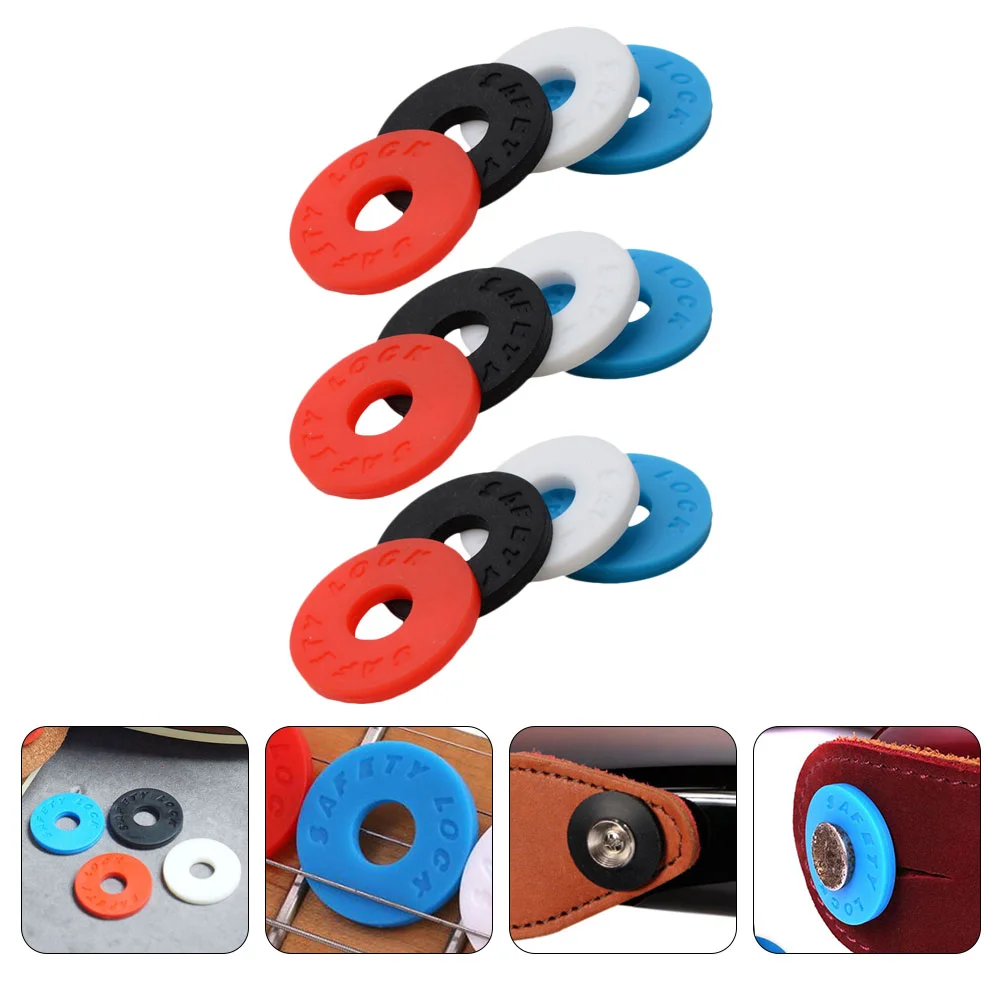 12 Pcs Strap Pad Anti-skid Button Guitar Lock Instrument Safe Bass Accessories Fixator Blocks for Rubber Belt Buttons Guitars