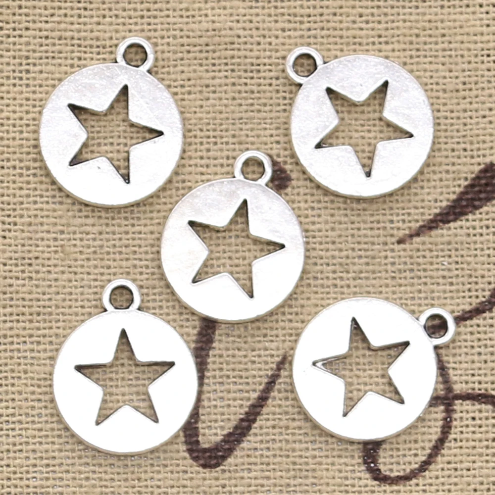 20 sztuk Charms Hollow gwiazda wyciąć 18x15mm antyczne srebro kolor Plated wisiorki dokonywanie DIY Handmade tybetański srebrny kolor biżuteria