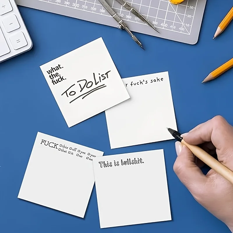High Quality 4 Styles Funny Sarcastic Quote Paper Sticky Notes Square Memo Pad Novelty Swear Word Message Note for Office Desk Coworker Gag Gift