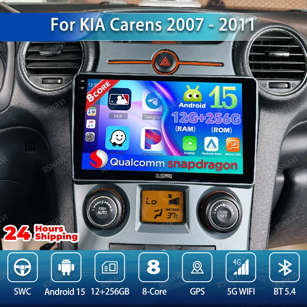 Radio de coche Android 15 para KIA Carens 2007 - 2011 GPS Autoradio DSP BT Qualcomm inalámbrico Carplay Auto QLED unidad principal estéreo DVD