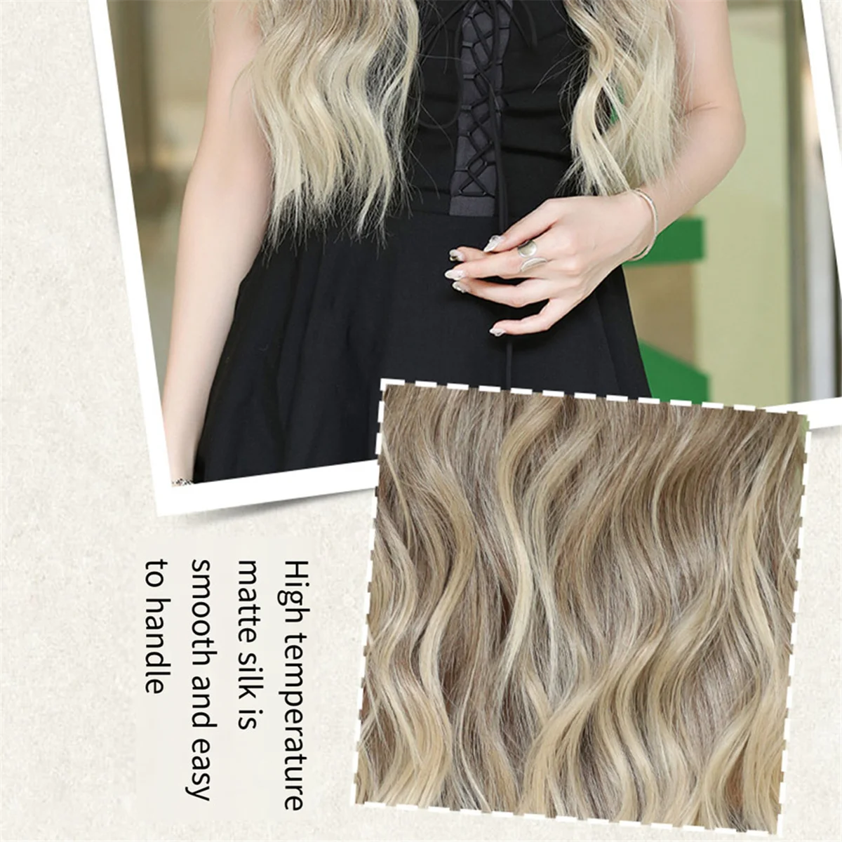 71cm Wig Long Curly Hair Milk Tea Brown Tinted Gradient Fiberized Waist-Length Women'S Full of Hair Wigs