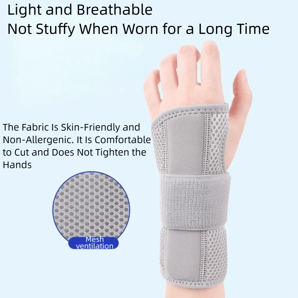 Adjustable Wrap Wrist Support Splint Black Breathable Hand Wrist Guard Removable Lightweight Hand Support Splint Protector Band