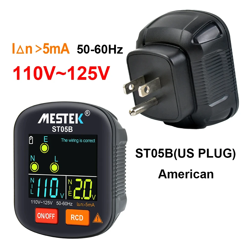 US/UK/EU Plug Digital Outlet Socket Smart LCD Voltage Phase Detector Digital Display Socket Tester Zero Wire Detection