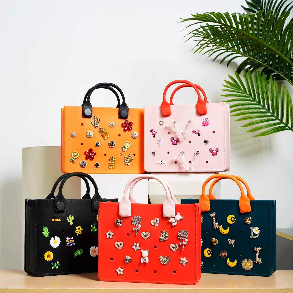 Cute Rubber Handbag Beach Bag Fashion Ourdoor Tote Bag Wedding Bag fit Women Girl Diy Personalization Decoration