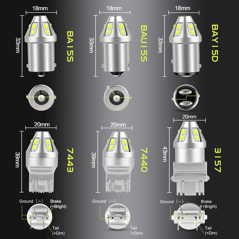 1PCS T20 Led 7440 7443 T25 3157 Bulb W21W W21/5W WY21W P27 7W 3030 Chips BA15S P21W BAY15D P21/5W BAU15S PY21W Car Signal Light