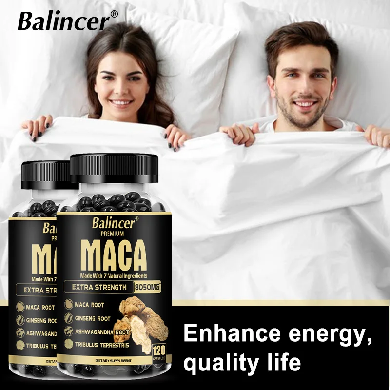 Suplemento de Maca Balincer, Ginseng, Ashwagandha, Tribulus, Terrestris, 8050mg, masa muscular, resistencia y vitalidad