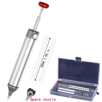 Solder Sucker Non-Clog Desoldering Pump สําหรับถอดบัดกรีด้วยปลายซิลิโคนทนความร้อนแบบถอดเปลี่ยนได้และปลายโลหะสํารอง