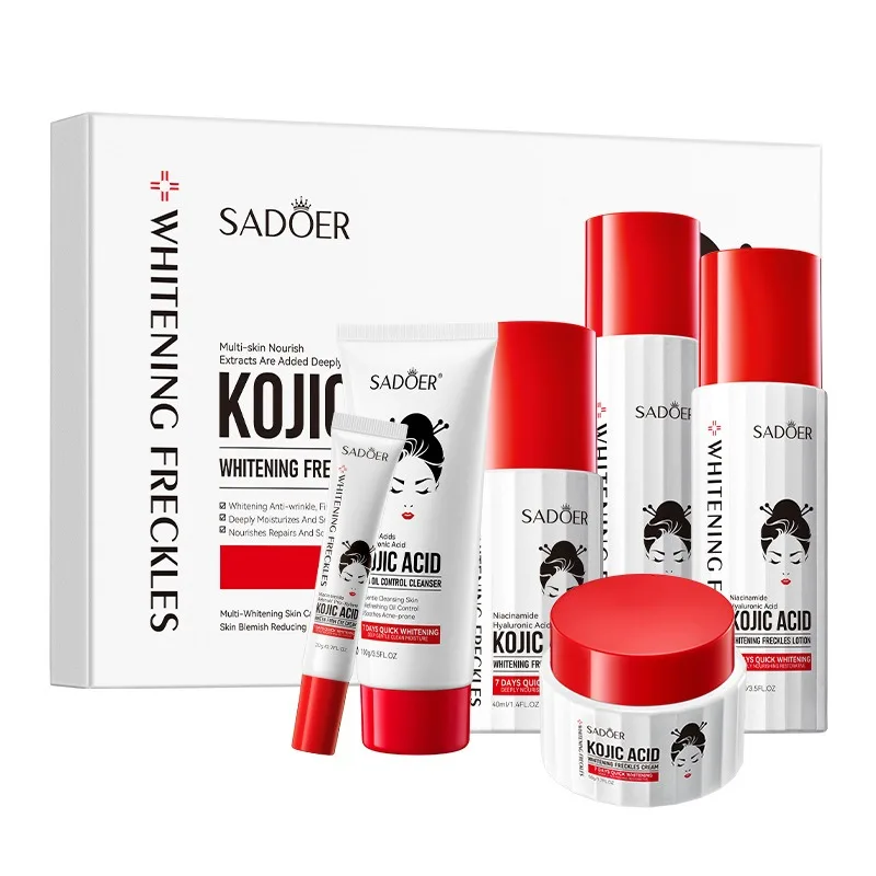 Ensemble de soins pour la peau à l'acide kojique, sérum nettoyant, crème pour les yeux, visage, blanchissant, anti-âge, déformable