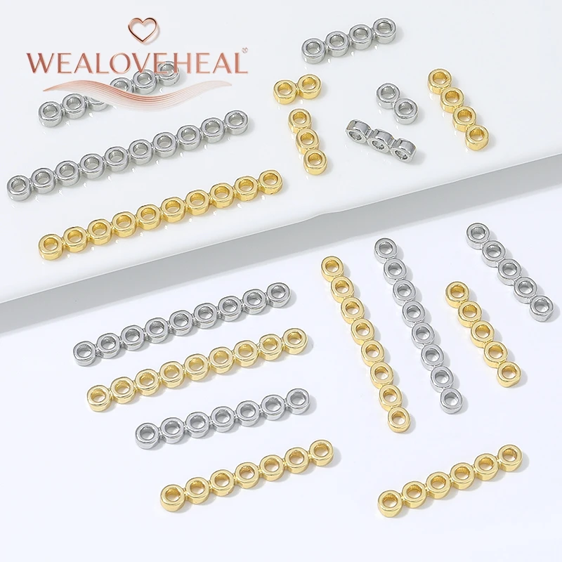 18K vergoldete Messing-Flachperlenverbinder mit mehreren Löchern, 2-10 Loch-Optionen, DIY-Zubehör für mehrsträngige Halsketten und Armbänder. – Detail 19