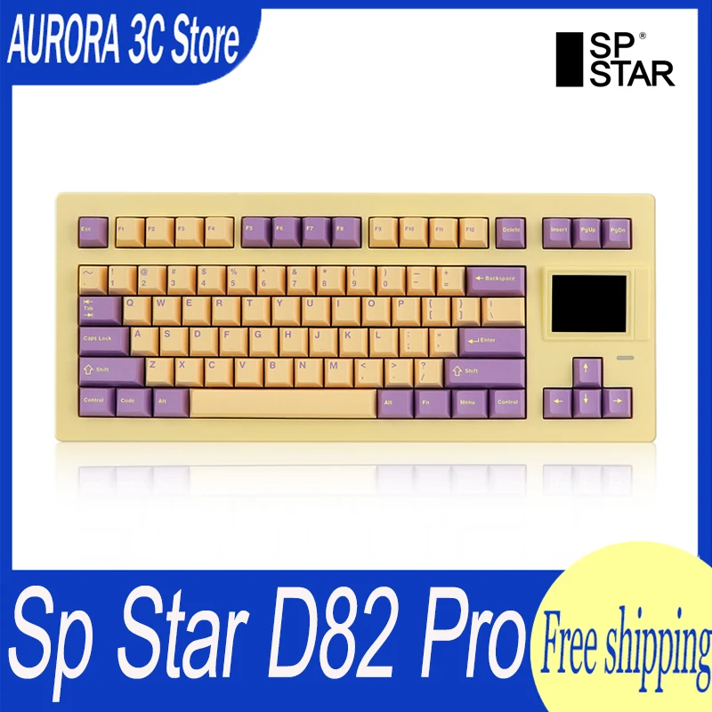 Sp Star D82 Pro Mechanical Keyboard Three Mode Wireless Gaming Keyboard Gasket Hot Swap Rgb Keyboard Display Screen Pc Gamer