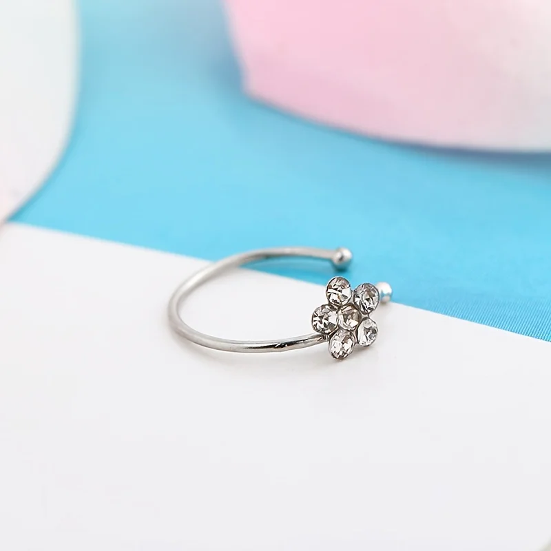 1pc  Fake Piercing Flower Clip Nose Ring Fake Nose Ring Stud Non Piercing Stainless Steel Ear Cuff Body Jewelry