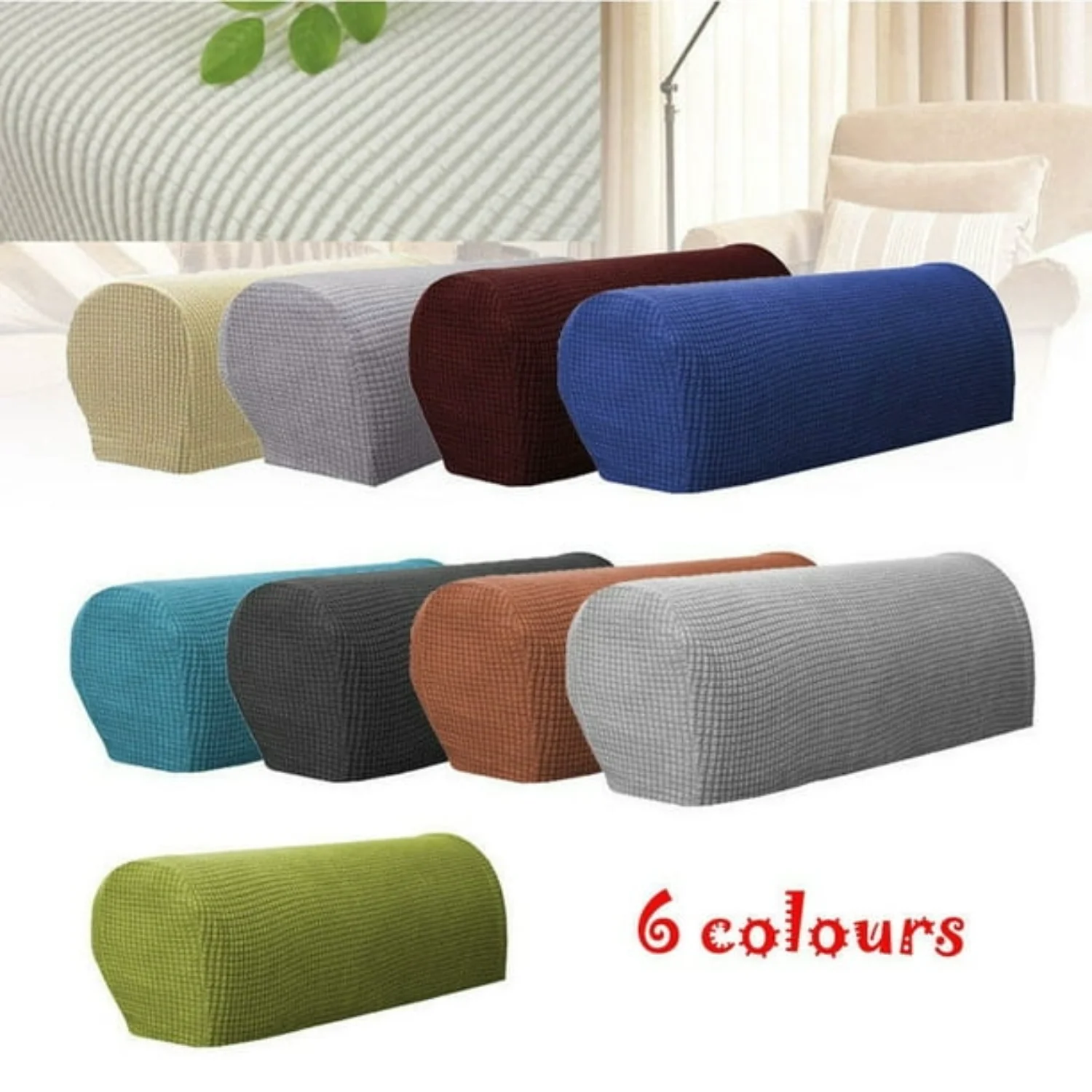 2pcs Sofa Arm Covers Comfortable Soft Armrest Cover High-Grade Spandex Stretch Arm Caps Waterproof Dustproof Furniture Protector