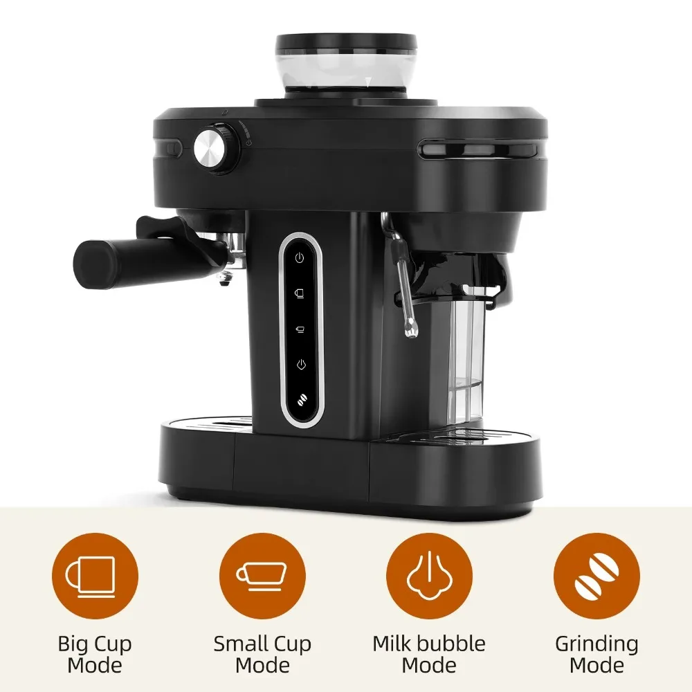 Mini cafetera casera de fábrica, cafetera semiautomática de grano con molinillo