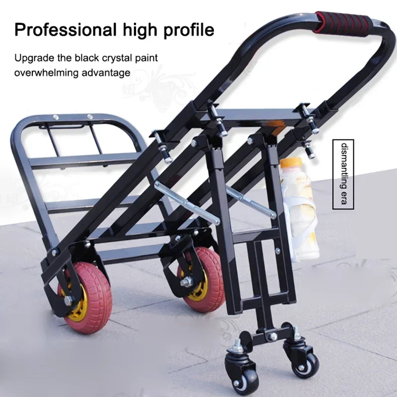 

Hot Sale HN04 Standard Folding Luggage Cart Cardan Wheel Trolley Four-wheel Trolley Small Trailer Portable