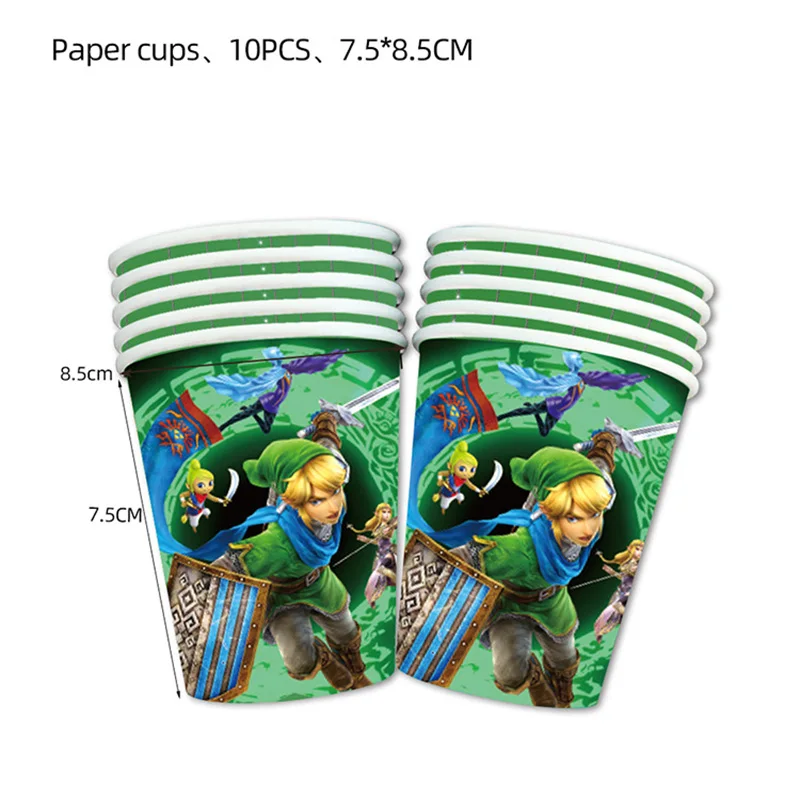 Abenteuer-Jungen Geburtstag Papier-Party-Deko Einweg-Tischgeschirr-Set Tischdecke Becher Ballon Kuchen Babyparty Zeldaa Jungen-Party-Zubehör – Detail 4