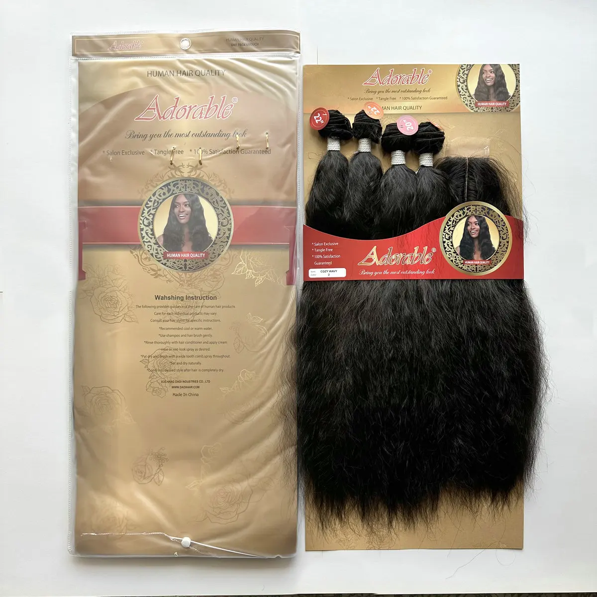 Adorable Afro Kinky Straight One Pack Solution,Packet Synthetic Hair Bundles With 2*4 T Part Lace Closure COZY WAVY 4PCS Package