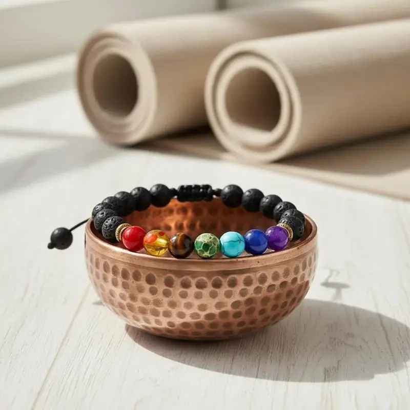 Volcanic Stone Beaded Lava Bracelet For Men Women Natural Basalt Rock Porous Unisex Stylish Jewelry