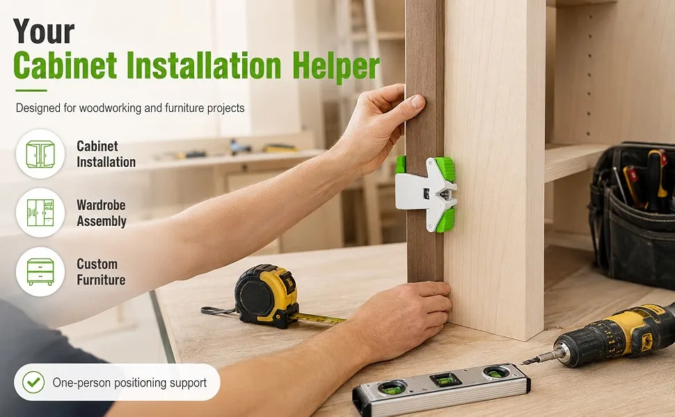Holzbearbeitungs-Füllplatten-Installationsklemme, Schrank-Markierungs-Vorrichtung, Verstellbares Paneel-Markierungswerkzeug, Positionierungshilfe für Küche und Schrank – Detail 3