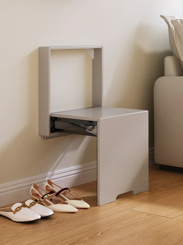 Multi functional folding shoe changing stool wall mounted folding foyer chair, living room door shoe cabinet