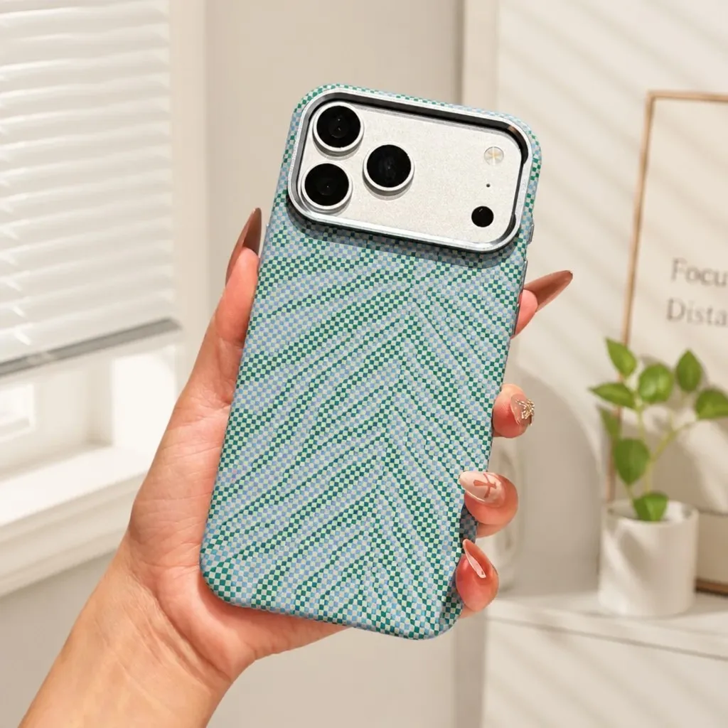 Luxury Kevlar Pattern Ultra Thin Magnetic Metal Frame Case For iPhone 18 17 Air 16 15 14 13 Pro Max Shockproof Matte Retro Cover