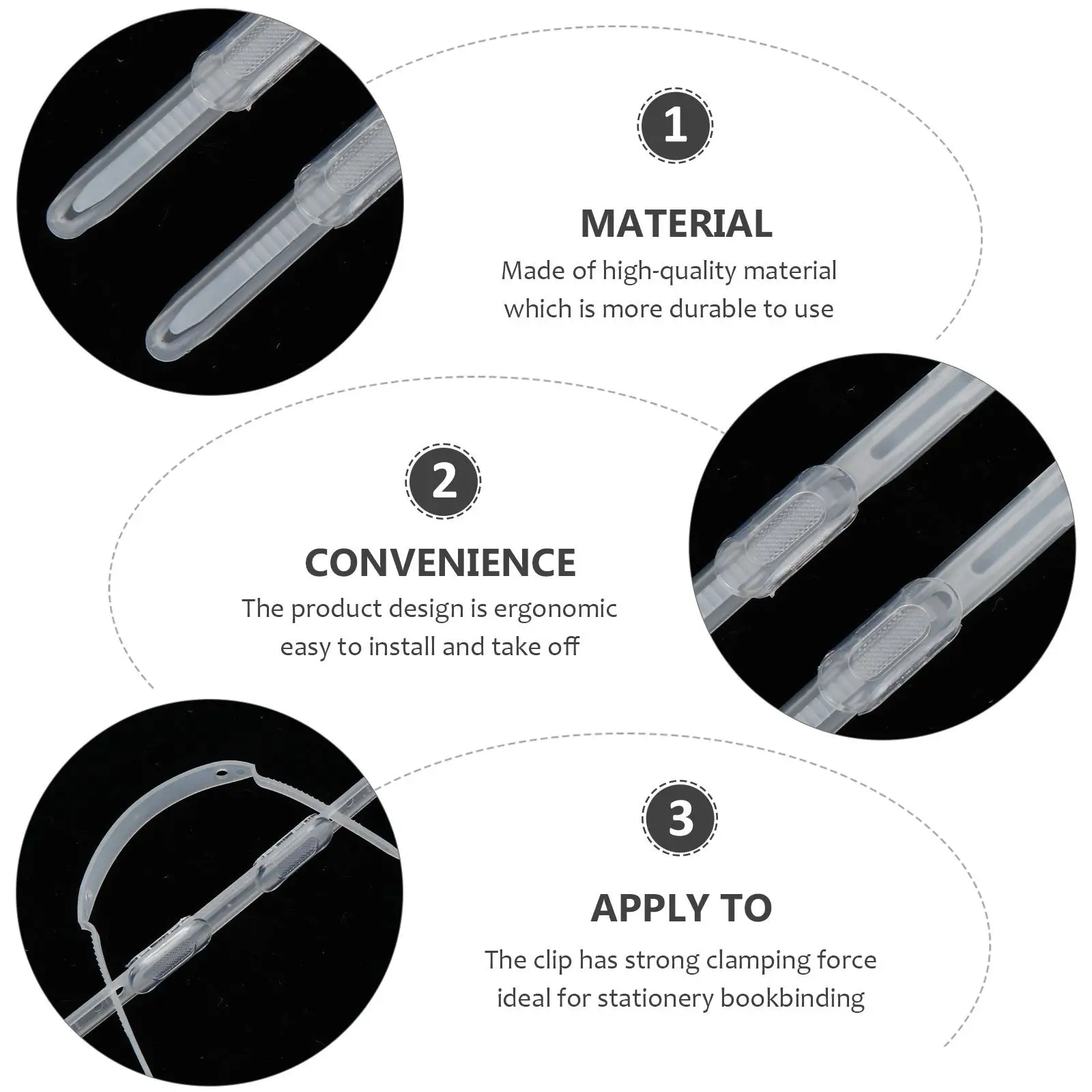 20 PCS Plastic Binder Paper Fasteners Clip Bookbinding Clips for School Practical Office Loose-Leaf