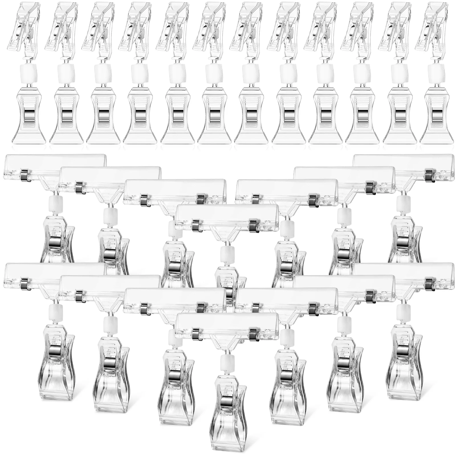 

40 Pcs Tag Posters Display Folder Price Clamp Plastic Clip Double Merchandise Clips Shelf Label Holder Signs