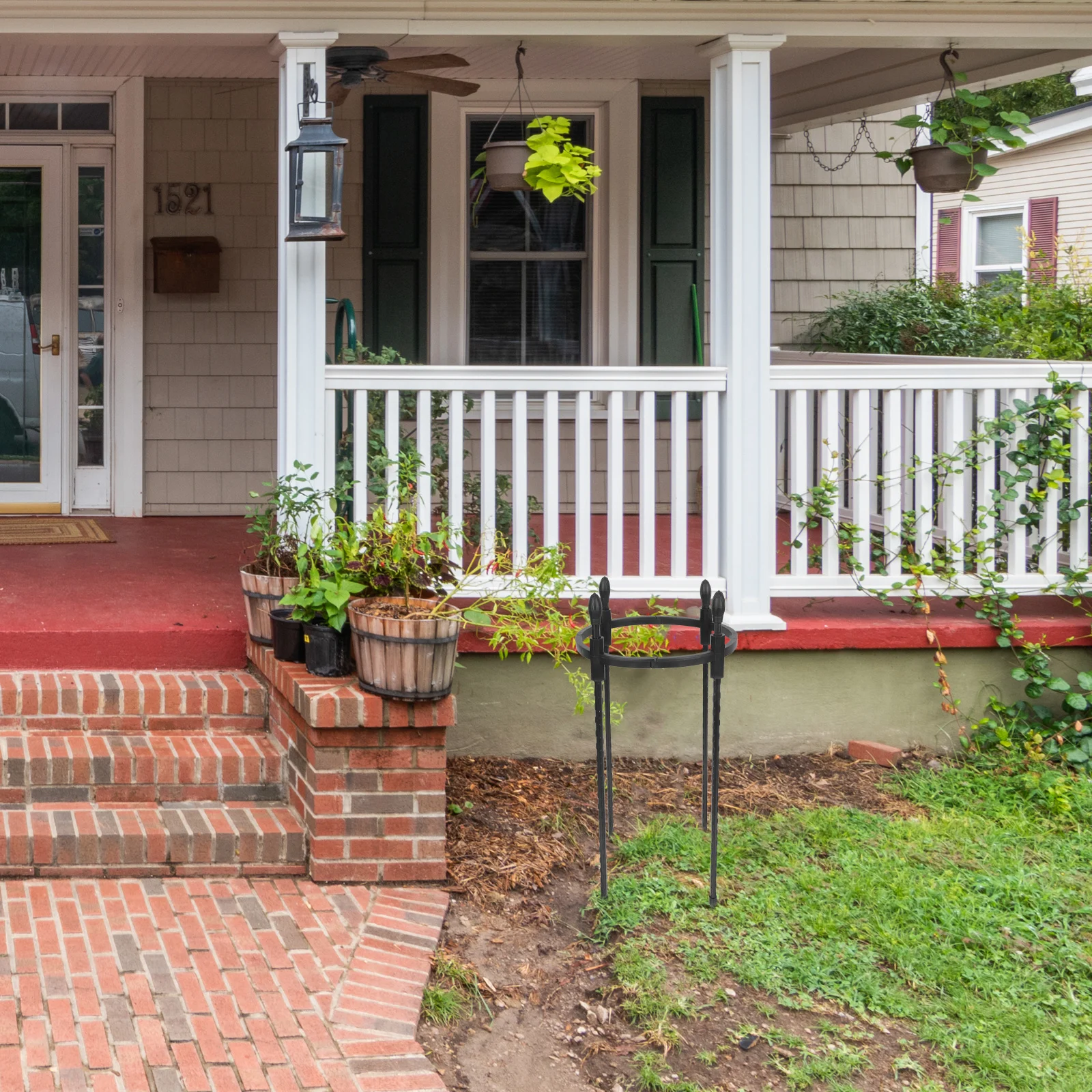 

1pcs Plant Support Frame Round Potted Flower Stand Cage For Climbing Plants Holder Stem Straightener Garden