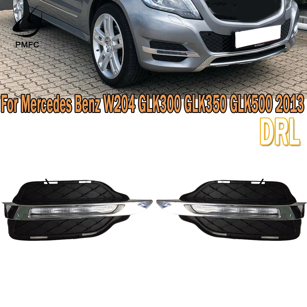 PMFC Daytime Running Light For Mercedes Benz W204 GLK300 GLK350 GLK500 2013 2014 2015 2016 Fog Lamp Car Front Bumper LED DRL