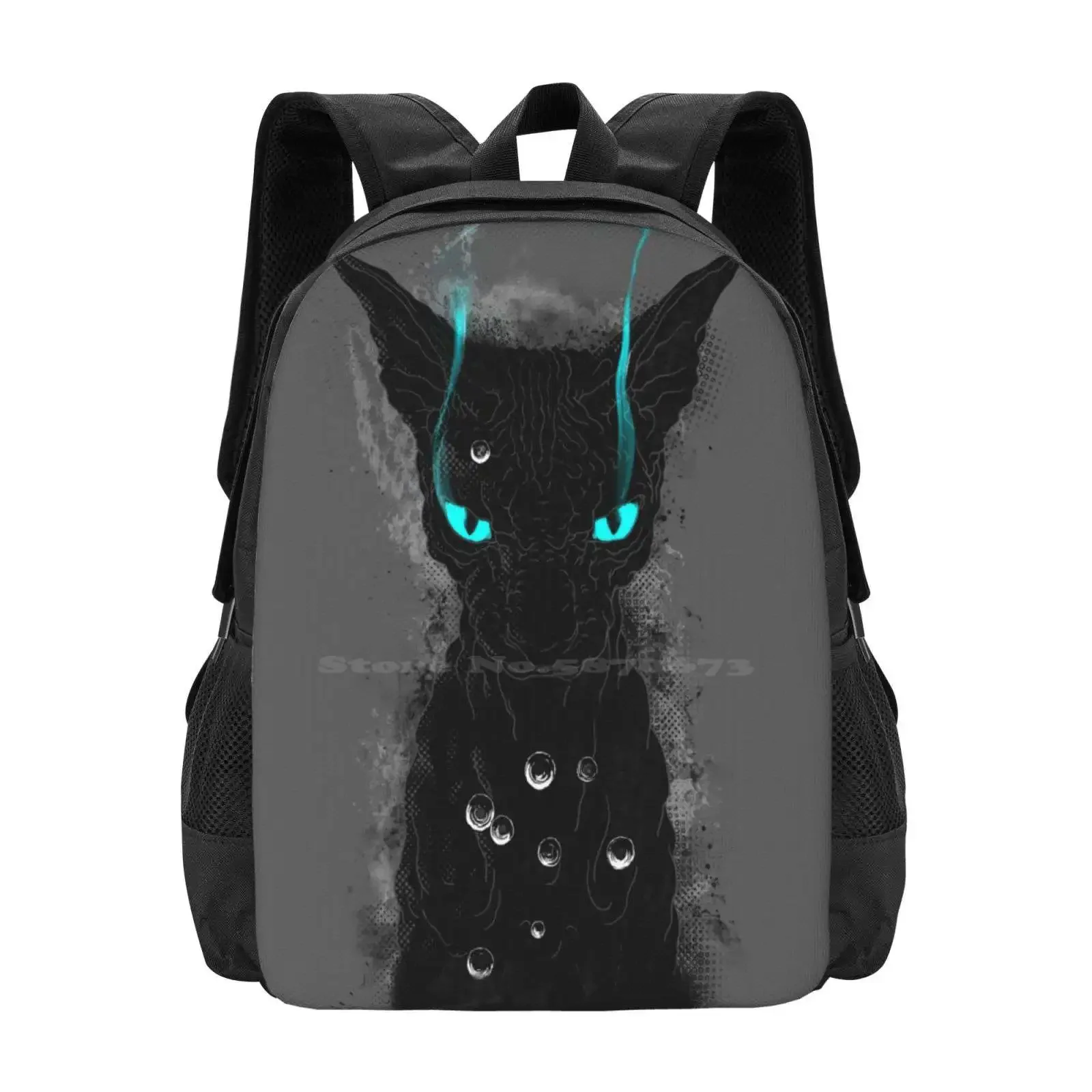 

Hard To Kill Teen College Student Backpack Pattern Design Bags Black Cat 9 Lives Hard To Kill Dark Sphynx Cat