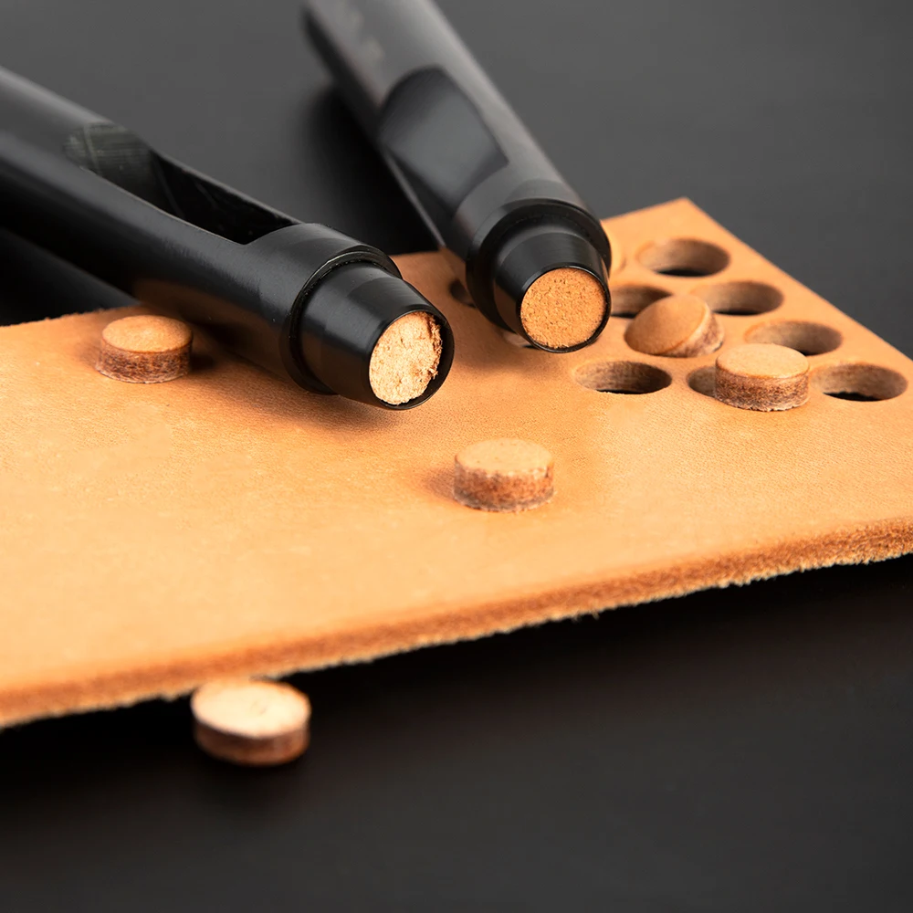 WUTA 5-15Pcs Basic Black Anti-rust Leather Hollow Punch Set Round Hole Puncher DIY Craft Working Tools Kit for Belt, Watch Strap