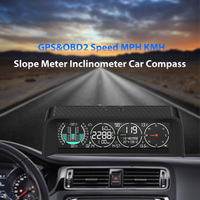 Vjoycar Multi-function 4 in 1 Gauge OBD2 & GPS HUD Off-road Slop Meter Inclinometer Car Compass 2023 Car Electronic Accessories