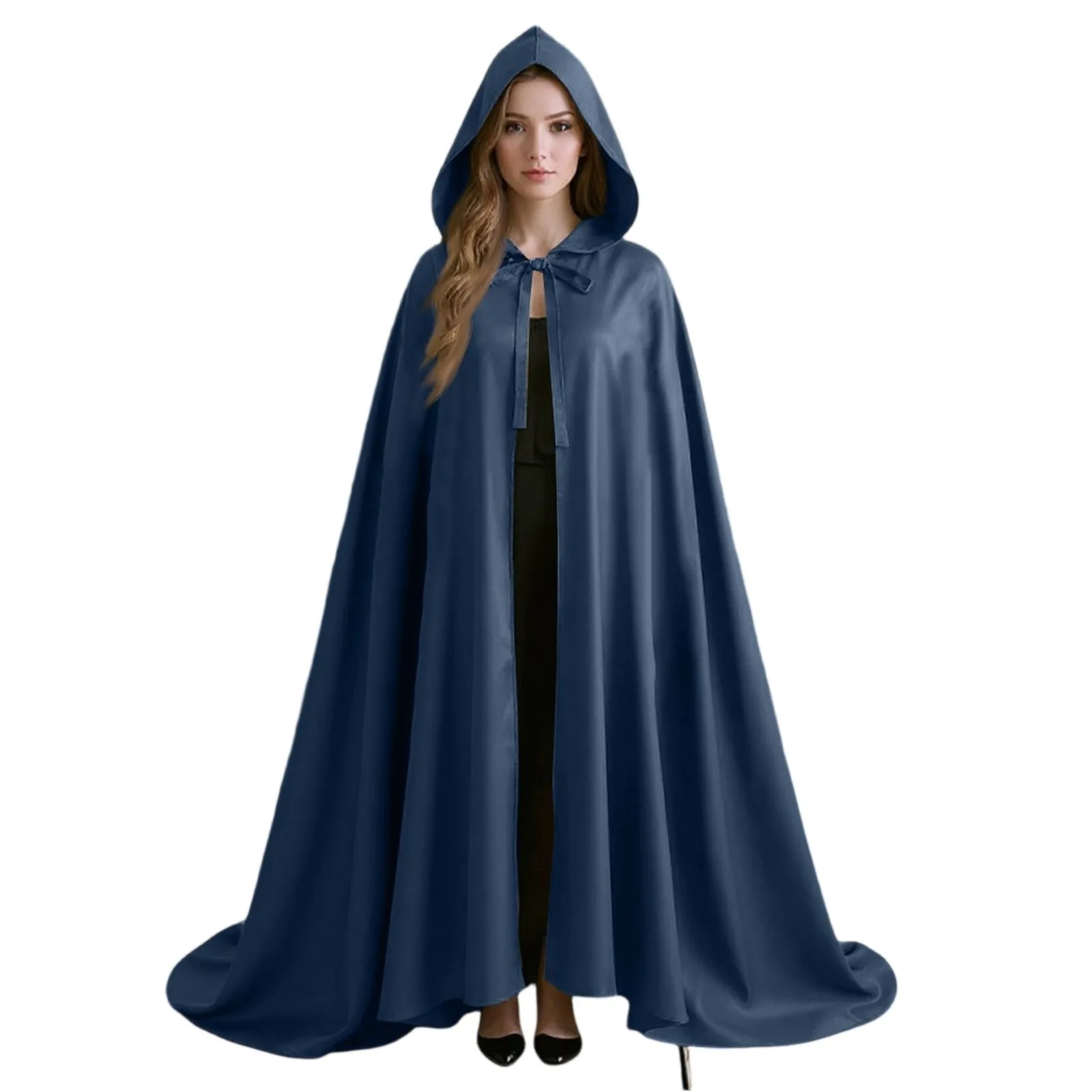 

Classic Unisex Cloak Medieval Retro Style Hooded Lace-Up Coat Robe Cape Halloween Stage Show Cosplay Gothic Costume Cloak