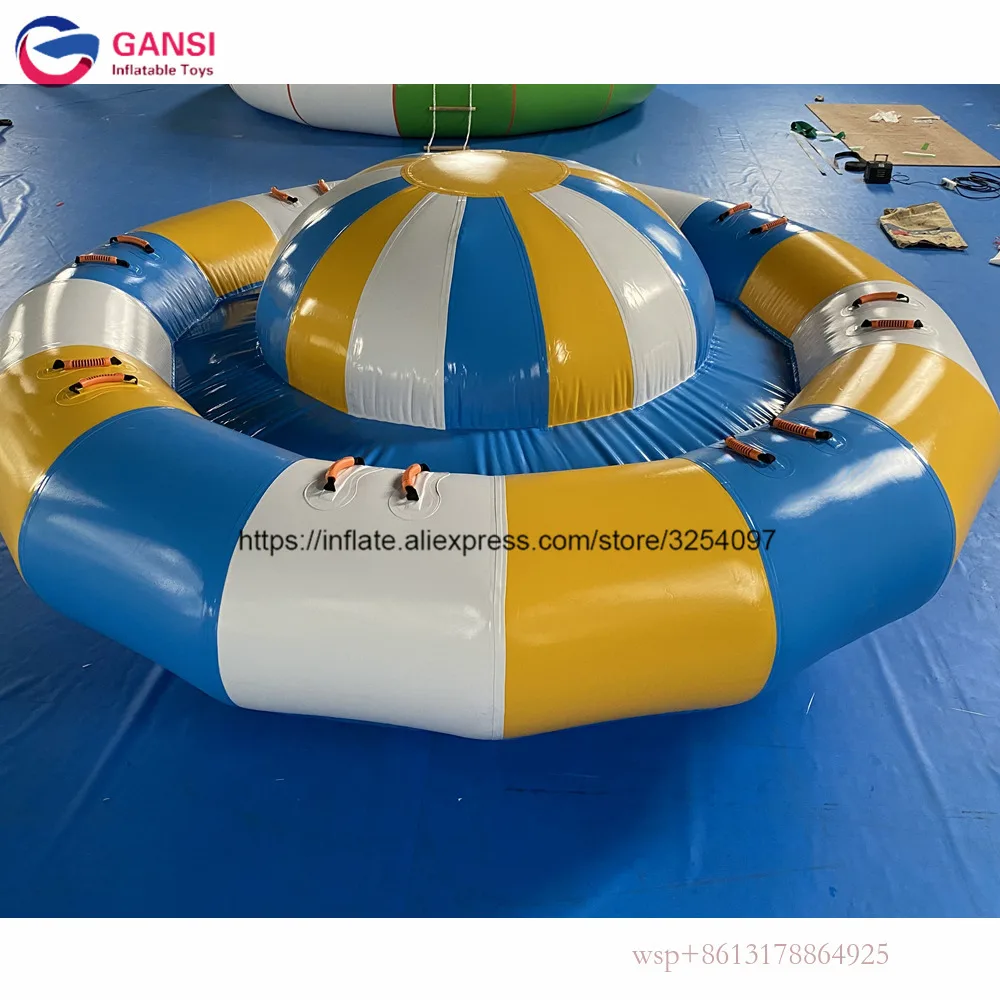 Barco basculante de agua flotante inflable de alta calidad, Saturno de agua inflable volador con rotador