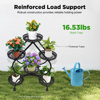 Metal Plant Stand Heart Shape Flower Pot Stand 6 Tier Iron Plant Holder Shelf with Wheels for In/Outdoor Garden Balcony Decor