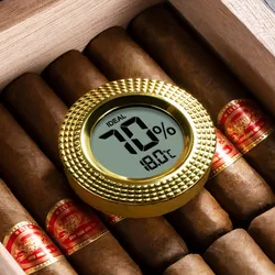 2 In 1 Mini Round Digital LCD Display Cigar Humidor Meter Tobacco Hygrometer Thermometer Round Face