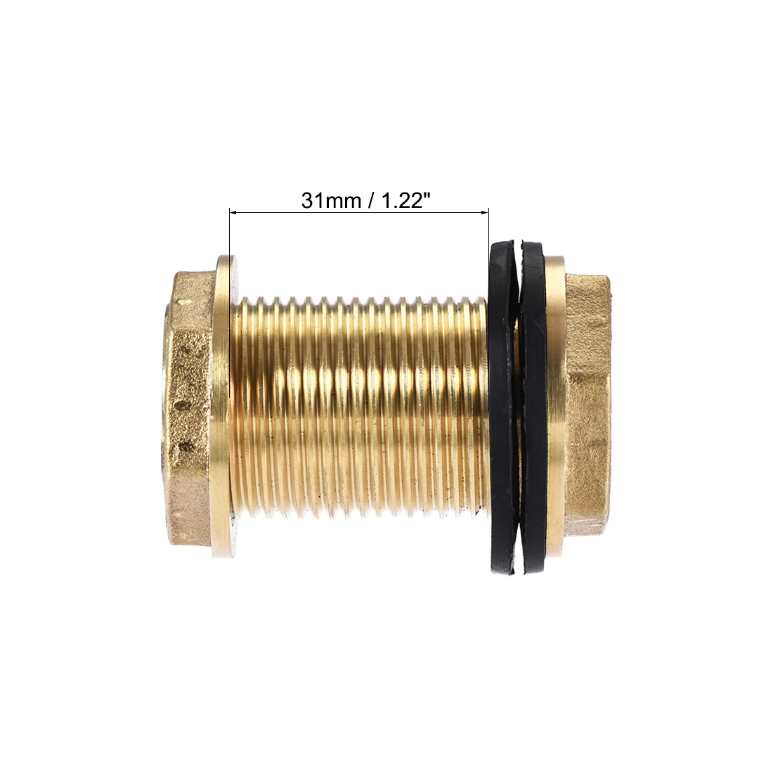 Uxcell Schott Montage, G3/4 Männlichen, Rohr Adapter Schlauch Fitting, mit Silikon Dichtungen, für Wasser Tanks, Messing, Gold-Ton