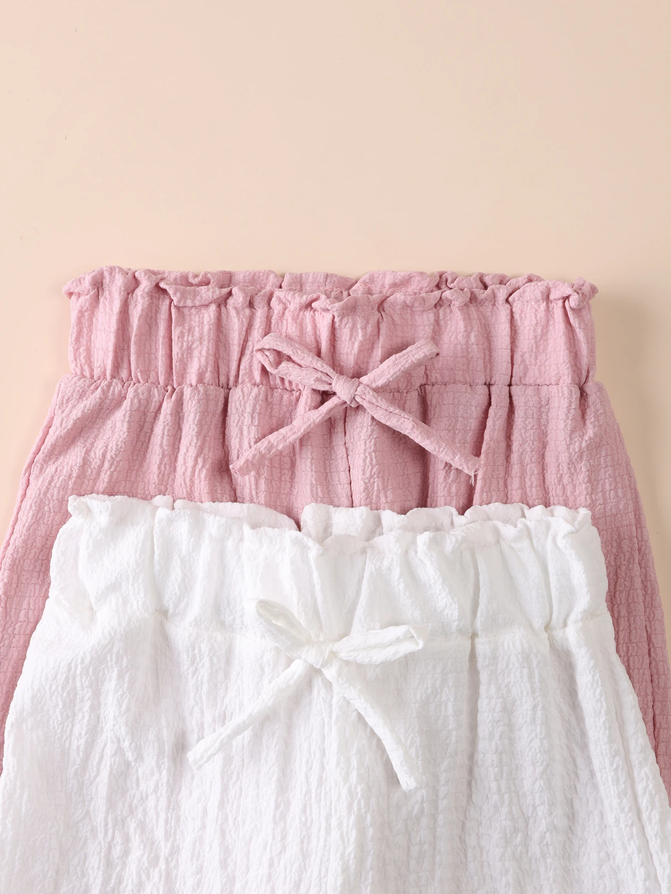 2-teilige einfarbige Mädchenhosen mit Schleifendekoration, weiche, leichte und bequeme Leggings, geeignet für Frühling, Sommer und Herbst – Detail 8