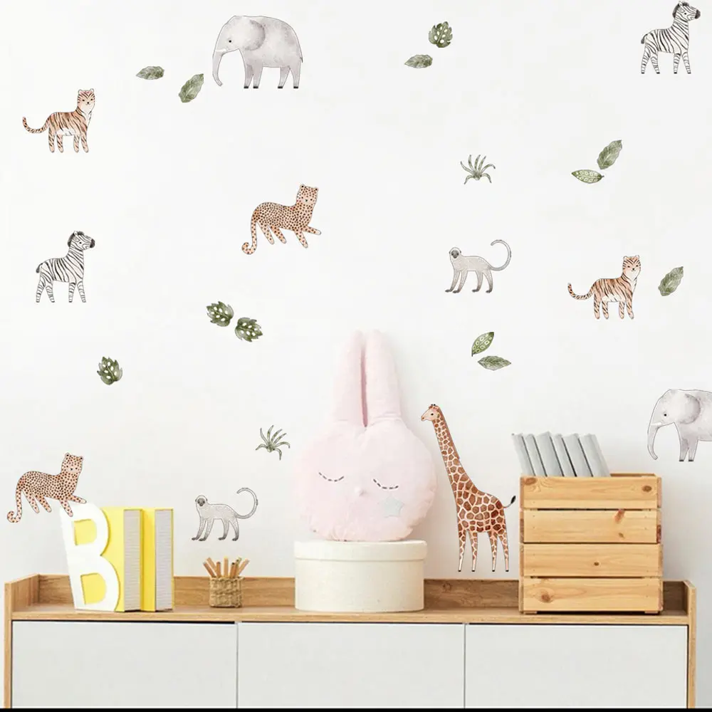 Liwo Cartoon Forest Animals Wall Stickers Self-adhesive Waterproof DIY Kids Baby Gifts Nursery Room Wallpaper Pre-cut Home Decor