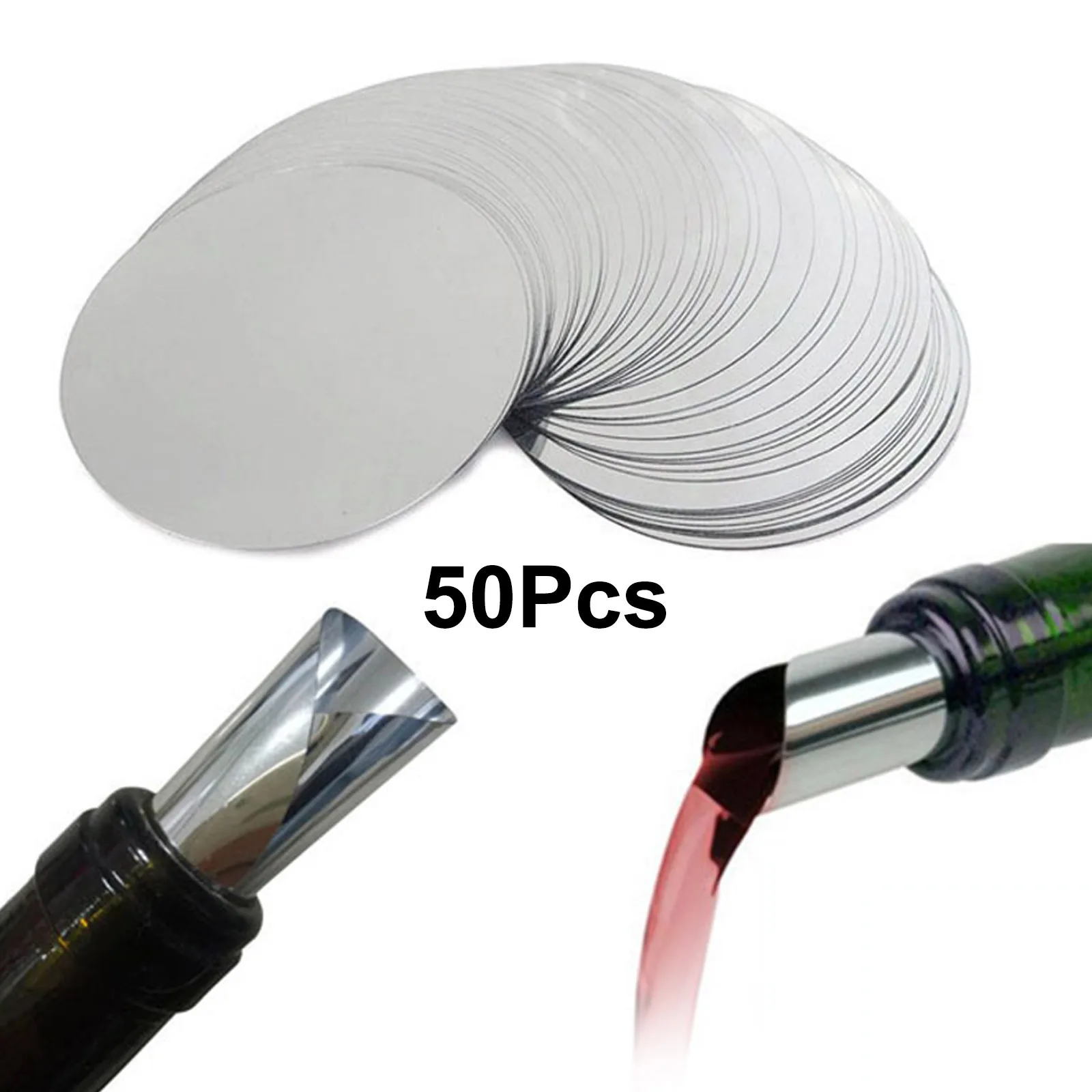 50Pcs Faltbare Weinausgießer Aluminium Folie Silber Weinausgießer Drop Stop Gießen Disk Gießen Auslauf Pack Hause Bar Wein werkzeug