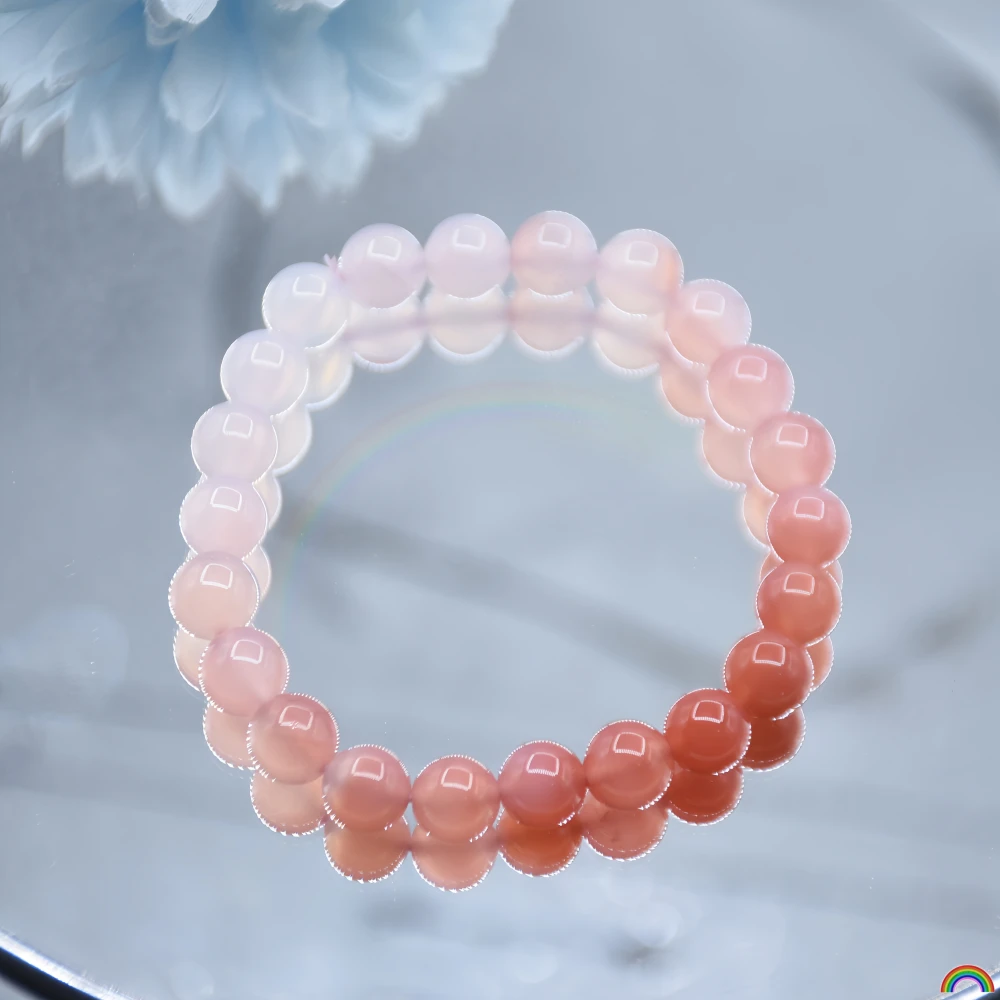 

Natural Salt Source Agate Gradient Bracelet, Peach Blossom, Burning Flower, Peach Rouge, Jade Bead Single Circle Bracelet, Rwbuy