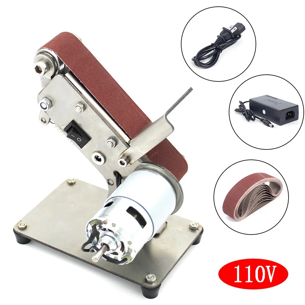 Mini Abrasive Belt Machine 895 Motor + 96 Power Supply European Standard Mini electric belt machine DIY polishing machine