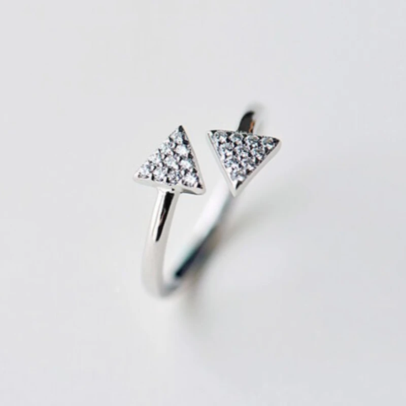 خاتم هندسي مثلث من الفضة عيار 925 النسخة الكورية هدية زركونيا رائعة عصرية للفتيات خاتم إصبع أنيق للنساء #5