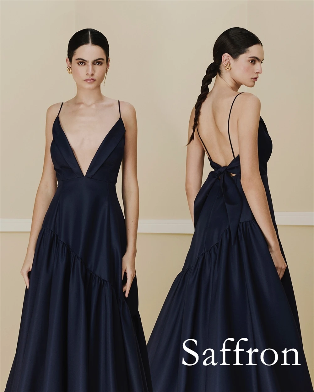 Изящное вечернее платье на тонких бретельках с v-образным вырезом по индивидуальному заказу, модные платья знаменитостей с бантом на спине, сексуальные платья с открытой спиной для особых случаев