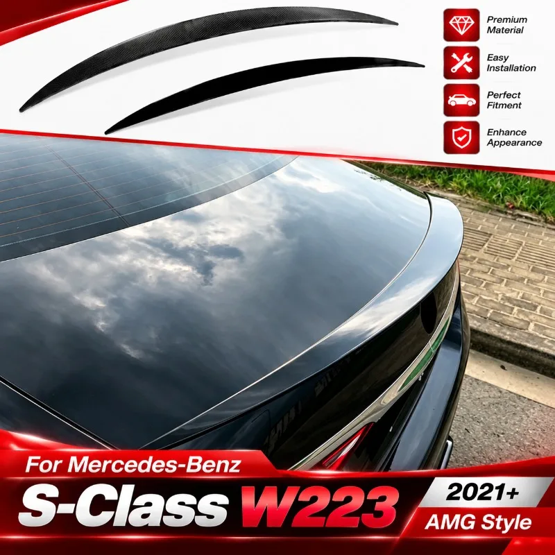 For Mercedes‑Benz S‑Class W223 2021+ AMG Style Car Spoiler Wing Rear Trunk Spoiler Wing Diffuser Tail Fin Auto Accessories