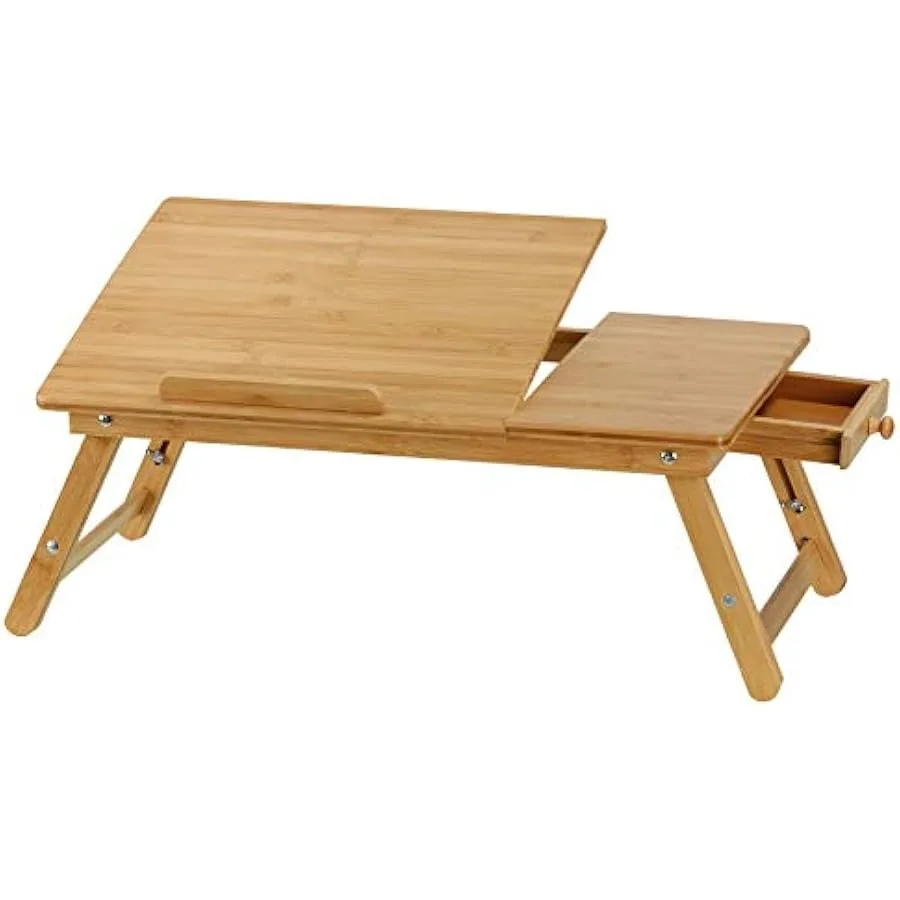 

Cortesi Home CH-AX900318 Стол для ноутбука Terri, сервировочный поднос, стол с наклонной столешницей и ящиком, коричневый